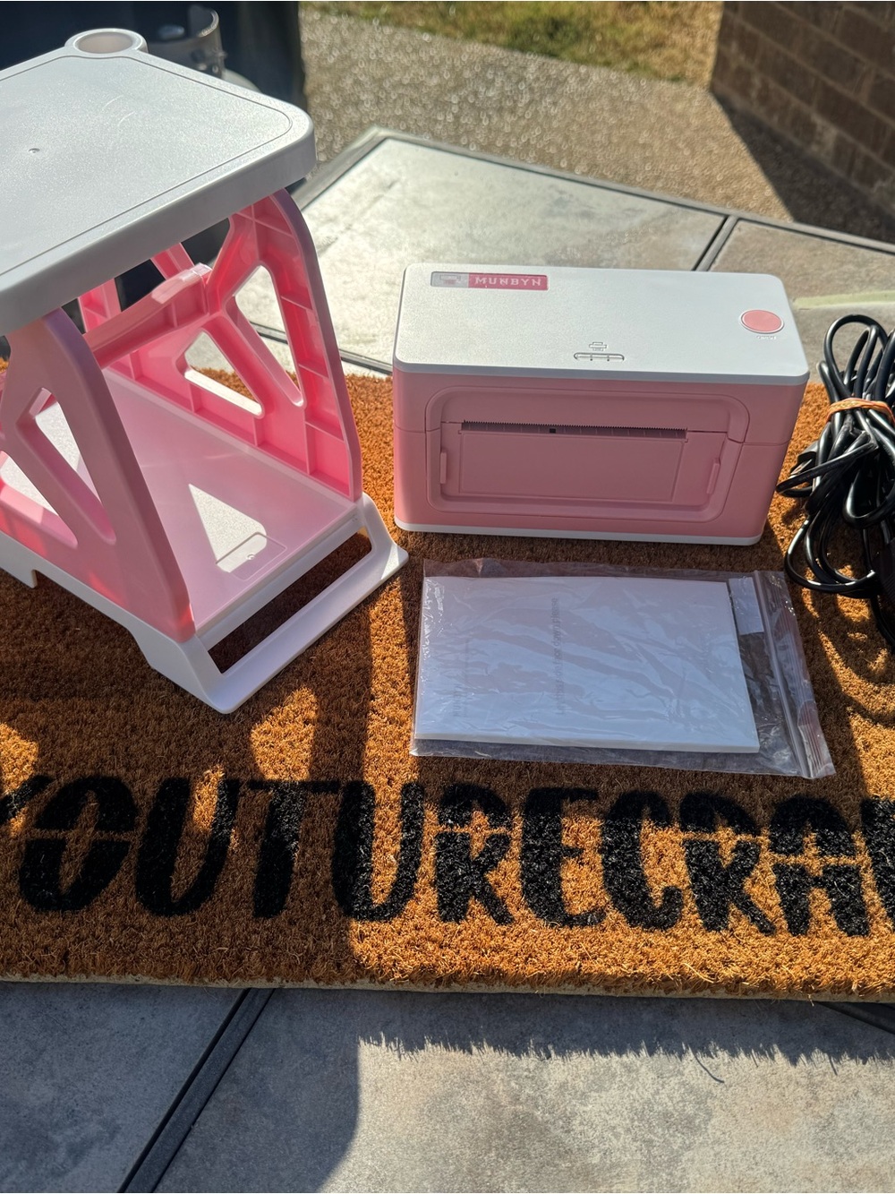 Compact Pink Thermal Label Printer - Portable Desktop Label Maker